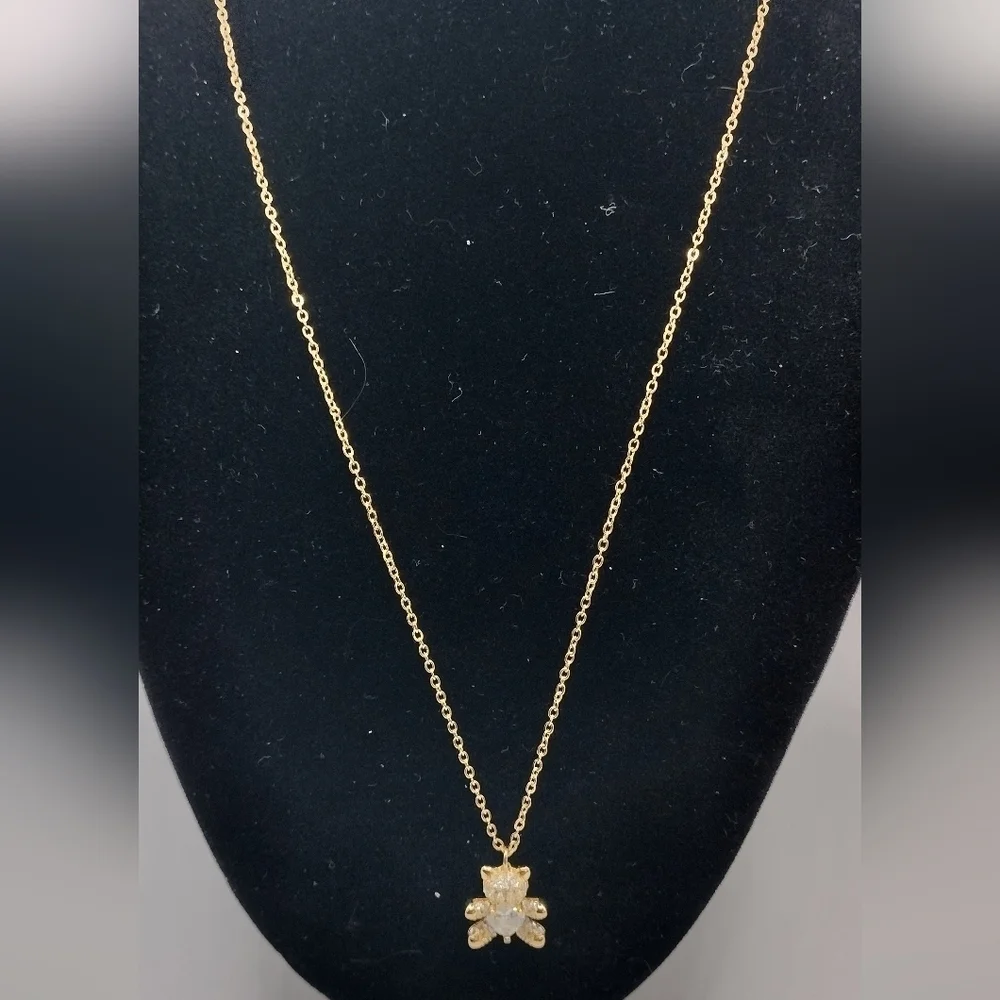 Dainty Gummy Bear Necklace for Women 14K Gold Plated Cubic Zirconia
